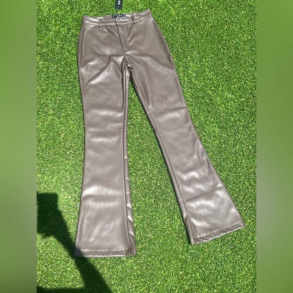 Motel rocks “ZOVEN  TROUSER IN PU DARK CHOCOLATE”